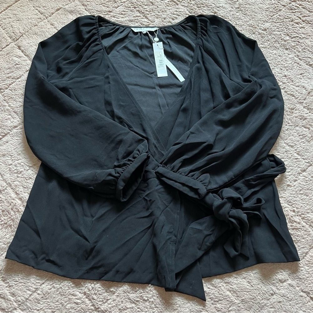 NWT Trina Turk Tie Wrap Blouse Cottage Preppy Minimalist Old Money Luxury Size M